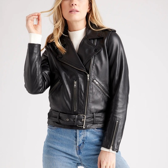 Madewell leather BIker jacket. Worn once. Amazing quality. Paid $550. - Picture 6 of 6